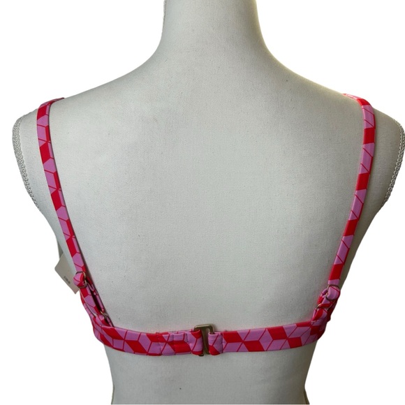 JESSICA SIMPSON women’s pink geometric shapes underwire bikini swim top sz L NWT - Picture 3 of 7